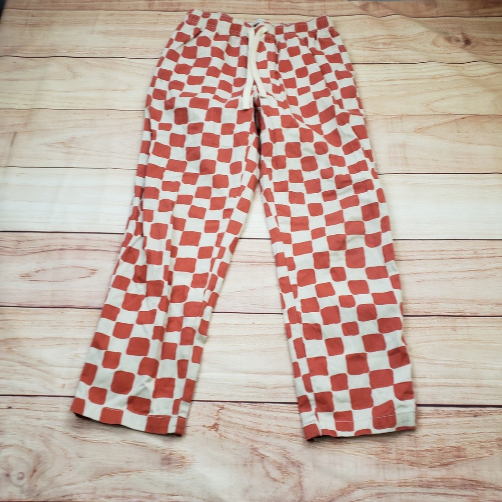 Urban Outfitters Pants Womens Medium M Checkered Casual Orange Cotton Ladies